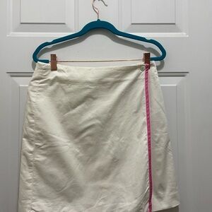 Ralph Lauren Cream Asymmetrical Skirt with Pink Accent